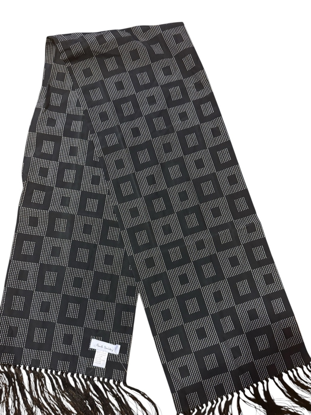 Paul Smith Black Scarf with Ivory Dash Pattern in like new condition